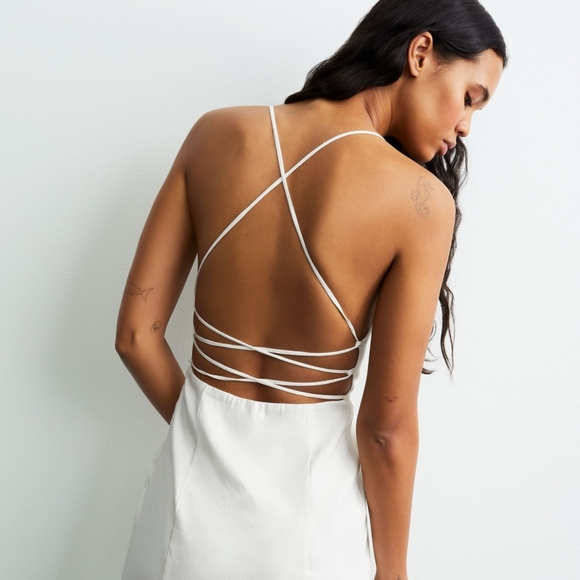 NWT Zara Linen Blend Midi Slit Front Strappy Dress - Picture 10 of 16